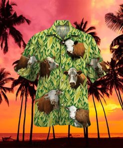 Hereford Cattle Lovers Corn Pattern 3D Hawaiian Shirt