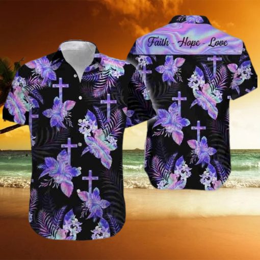 I Hologram Flower Of God Faith Hope Love Hawaiian Aloha Shirt