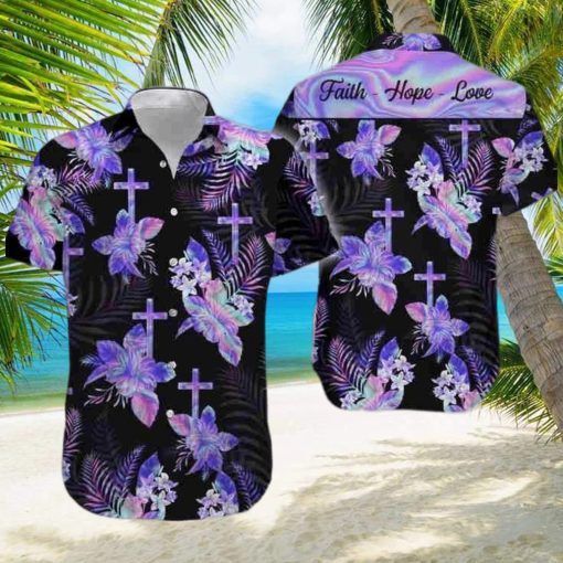 I Hologram Flower Of God Faith Hope Love Hawaiian Aloha Shirt