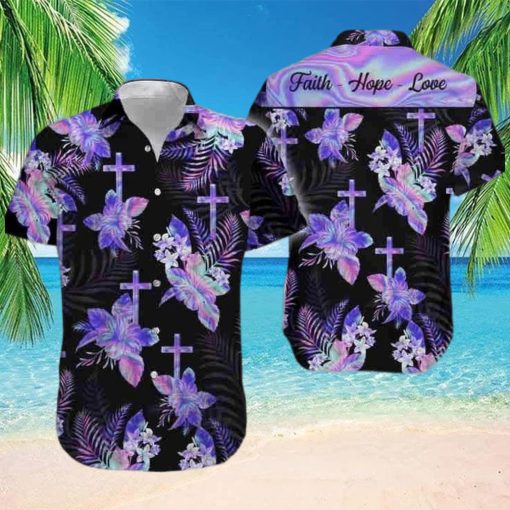 I Hologram Flower Of God Faith Hope Love Hawaiian Aloha Shirt