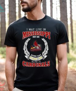 I may live in mississippI but on game day my heart and soul belongs to Arizona  cardinals shirt, hoodie, sweater, long sleeve and tank top