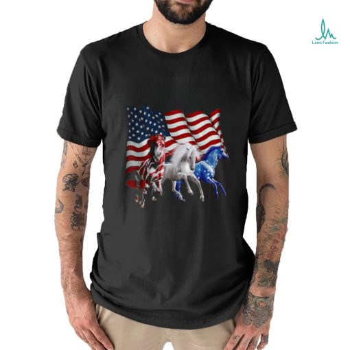 Independence Day Horse July 4th   Horse Riding Flag America Classic T Shirt