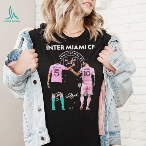 Inter Miami FC Lionel Messi 10 Sergio Busquets 5 David Beckham signature shirt