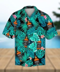 Jack Daniels Hawaiian Shirt Whiskey Tropical Leaves Aloha Shirt