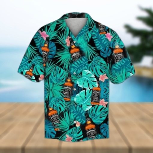 Jack Daniels Hawaiian Shirt  Whiskey Tropical Leaves Aloha Shirt