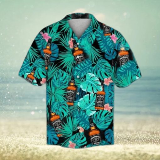 Jack Daniels Hawaiian Shirt  Whiskey Tropical Leaves Aloha Shirt