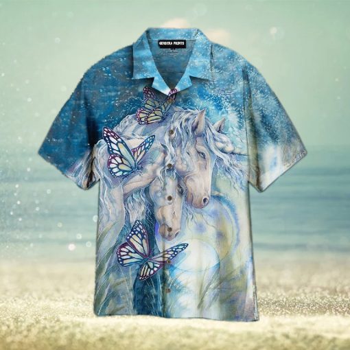 Kentucky Derby style White And Blue Hawaiian Shirts