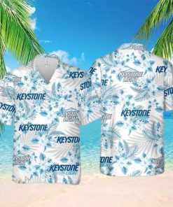 Keystone Light Beer Tropical Flower Pattern Hawaiian Shirt Gift For Beach Trip