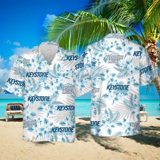 Keystone Light Beer Tropical Flower Pattern Hawaiian Shirt Gift For Beach Trip