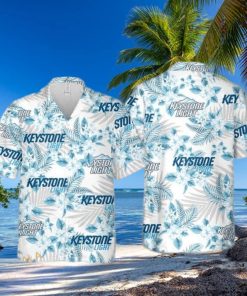 Keystone Light Beer Tropical Flower Pattern Hawaiian Shirt