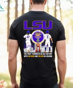 LSU Tigers Baseball Champions Tommy White and Dylan Crews the first teammates in SEC history with 100 runs and 100 RBI in a season signature shirt