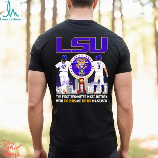 LSU Tigers Baseball Champions Tommy White and Dylan Crews the first teammates in SEC history with 100 runs and 100 RBI in a season signature shirt