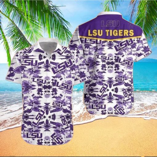 LSU Tigers Hawaiian Shirt Tropical Palm Tree Summer Beach Gift hawaiian shirt