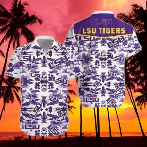 LSU Tigers Hawaiian Shirt Tropical Palm Tree Summer Beach Gift hawaiian shirt