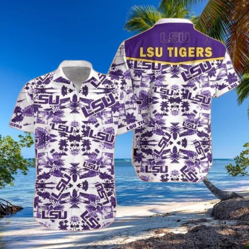 LSU Tigers Hawaiian Shirt Tropical Palm Tree Summer Beach Gift hawaiian shirt