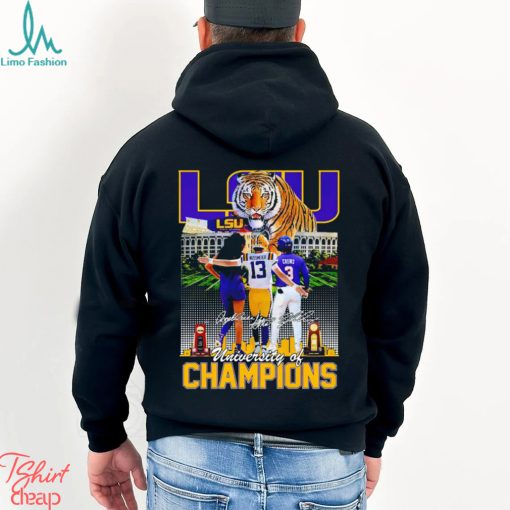 LSU University of Champions Angel Reese Garrett Nussmeier Dylan Crews signature shirt