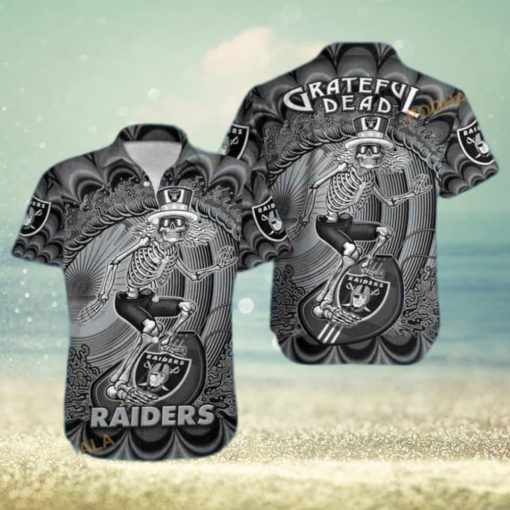 Las Vegas Raiders NFL Hawaiian Shirt  Skeleton Grateful Dead Aloha Shirt