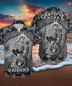 Las Vegas Raiders NFL Hawaiian Shirt  Skeleton Grateful Dead Aloha Shirt