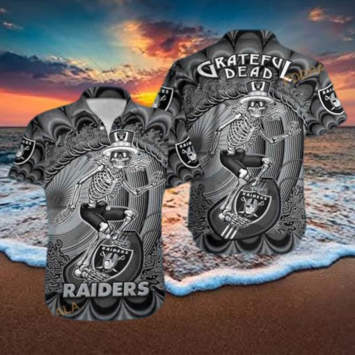 Las Vegas Raiders NFL Hawaiian Shirt  Skeleton Grateful Dead Aloha Shirt