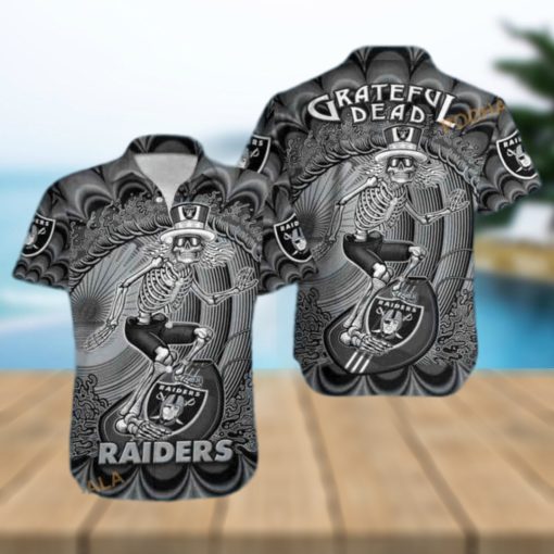 Las Vegas Raiders NFL Hawaiian Shirt  Skeleton Grateful Dead Aloha Shirt