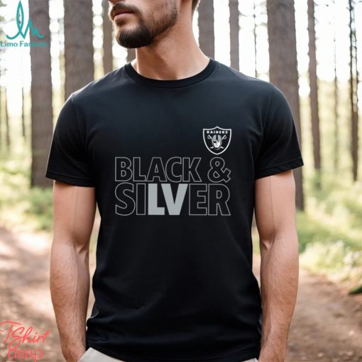 Las Vegas Raiders team black and sliver foolball logo shirt