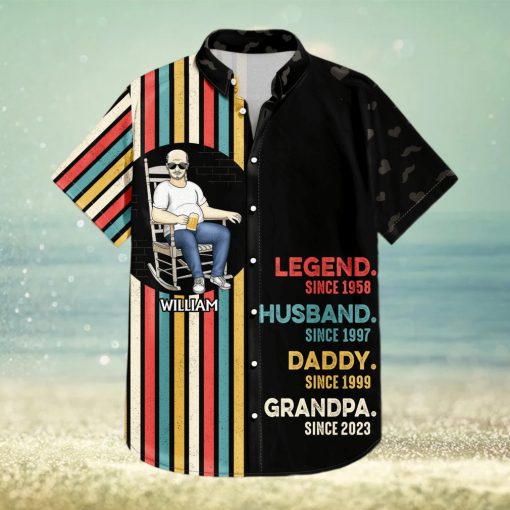 Legend Husband Daddy Grandpa   Birthday Gift For Father  Family   Personalized Custom Hawaiian Shirt