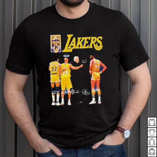 Los angeles lakers 75 years memories signatures shirt