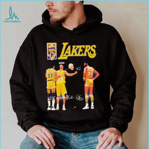Los angeles lakers 75 years memories signatures shirt