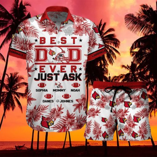 Louisville Cardinals Best Dad Custom Name Hawaiian Shirt