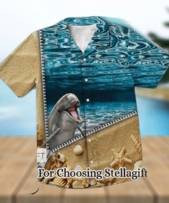 Lovely Zipper Ocean With Dolphin Hawaiian Shirt For Men and Women