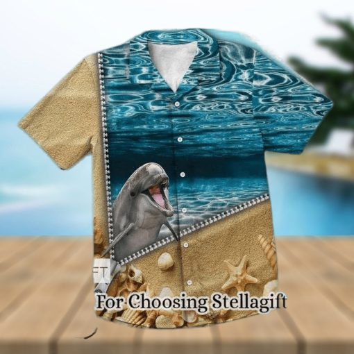 Lovely Zipper Ocean With Dolphin Hawaiian Shirt For Men and Women