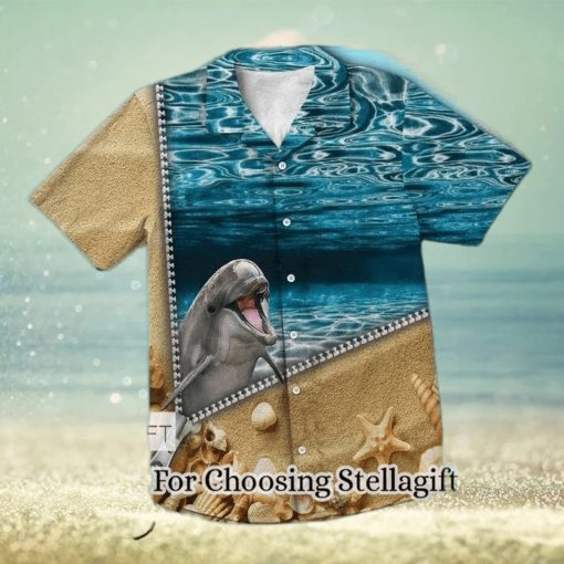 Lovely Zipper Ocean With Dolphin Hawaiian Shirt For Men and Women