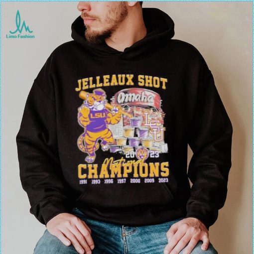 Lsu tigers jelleaux shot omaha national champions 2023 art design t shirt