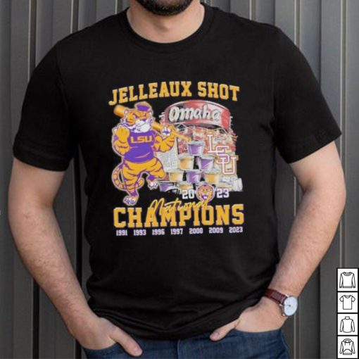 Lsu tigers jelleaux shot omaha national champions 2023 art design t shirt