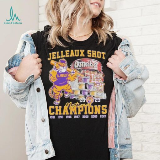 Lsu tigers jelleaux shot omaha national champions 2023 art design t shirt