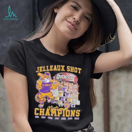 Lsu tigers jelleaux shot omaha national champions 2023 art design t shirt