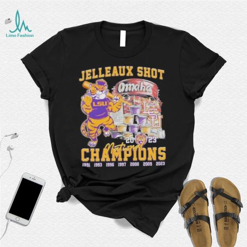 Lsu tigers jelleaux shot omaha national champions 2023 art design t shirt