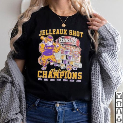 Lsu tigers jelleaux shot omaha national champions 2023 art design t shirt