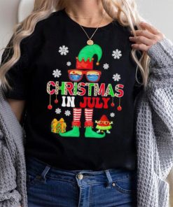 Lupinmerch – Christmas In July Costume Elf Sunglasses Beach Lover Family T Shirt