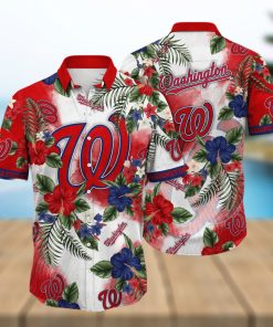 MLB Washington Nationals Hawaiian Shirt Hibiscus Flowers Pattern Summer Aloha