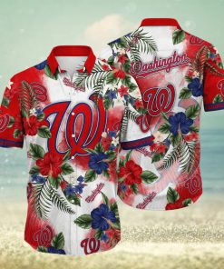 MLB Washington Nationals Hawaiian Shirt Hibiscus Flowers Pattern Summer Aloha