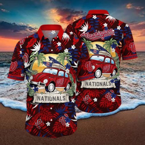 MLB Washington Nationals Hawaiian Shirt Palm Leaves Pattern Summer Aloha