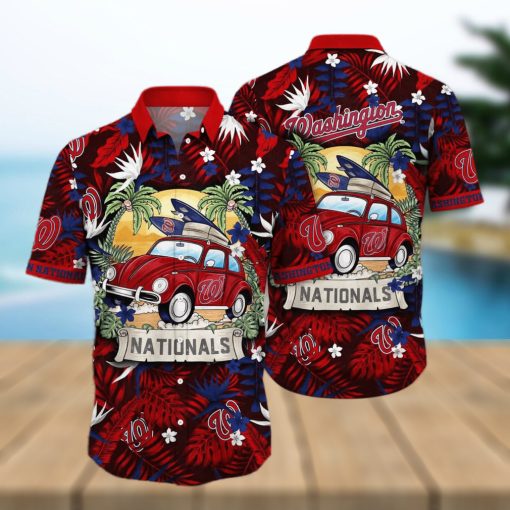 MLB Washington Nationals Hawaiian Shirt Palm Leaves Pattern Summer Aloha