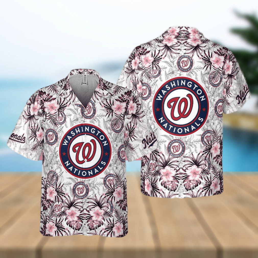 MLB Washington Nationals Hawaiian Shirt Tropical Flower Pattern