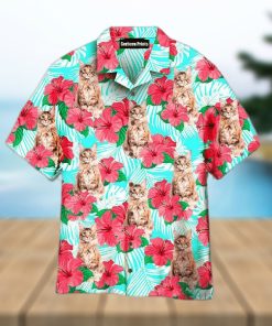 Maine Coon Cat Floral Pattern Hawaiian Shirts