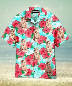 Maine Coon Cat Floral Pattern Hawaiian Shirts