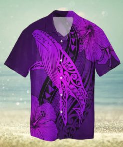 Map Whale Swim Hibiscus Polynesian Hawaiian Shirt