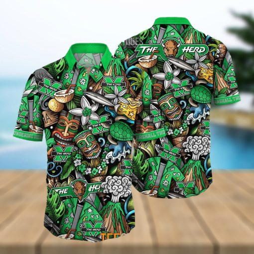 Marshall Thundering Herd Ncaa Mens Floral Special Design Hawaiian Shirt