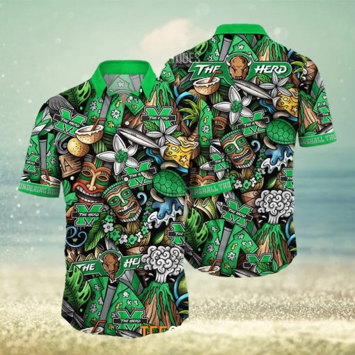 Marshall Thundering Herd Ncaa Mens Floral Special Design Hawaiian Shirt