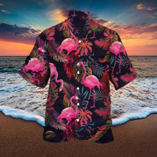 Men’s Botanical Flamingo Hawaiian T Shirt  Hawaiian Gift  Aloha Shirt  Hawaiian Beach Short